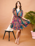 Radiant Glow Paisley Print Boho Mini Dress