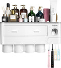 Wall-Mounted Toothbrush & Cup Organizer with Upside-Down Cup Design