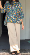 Floral Print Peplum Tunic and Wide-Leg Trouser Set