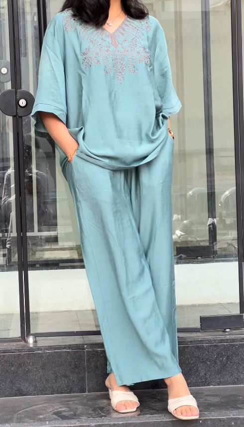 Embroidered Linen Co-ord Set