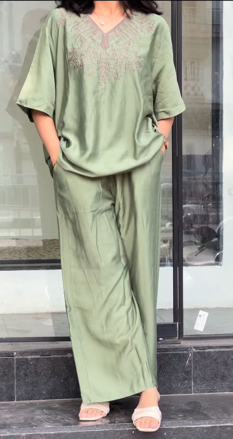 Embroidered Linen Co-ord Set