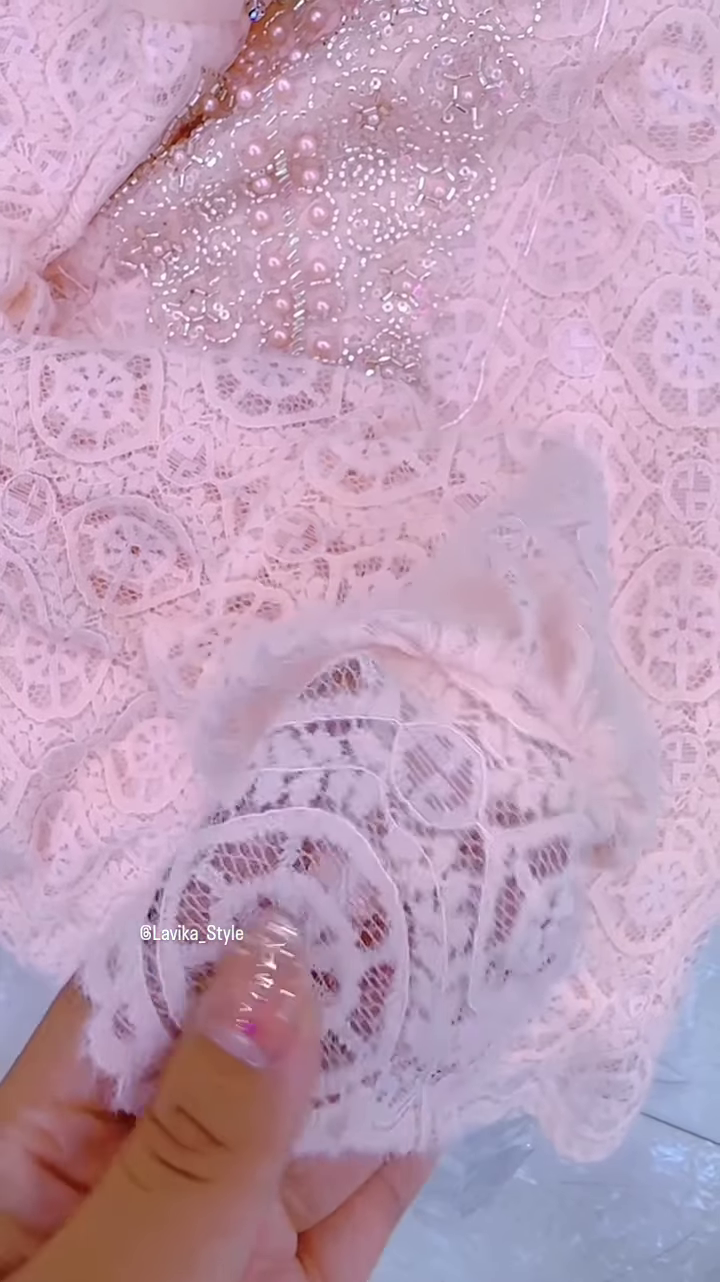 Exquisite Embellished Blouse with Lace and Pearl Detailing
