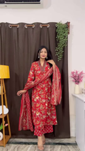 Rich Maroon Floral Ethnic Set with Flared Sleeves