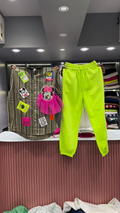 Quirky Striped Shirt with Patches and Neon Pants