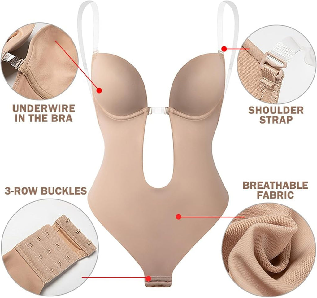 Women's Shapewear Bodysuit with Plunge Neckline