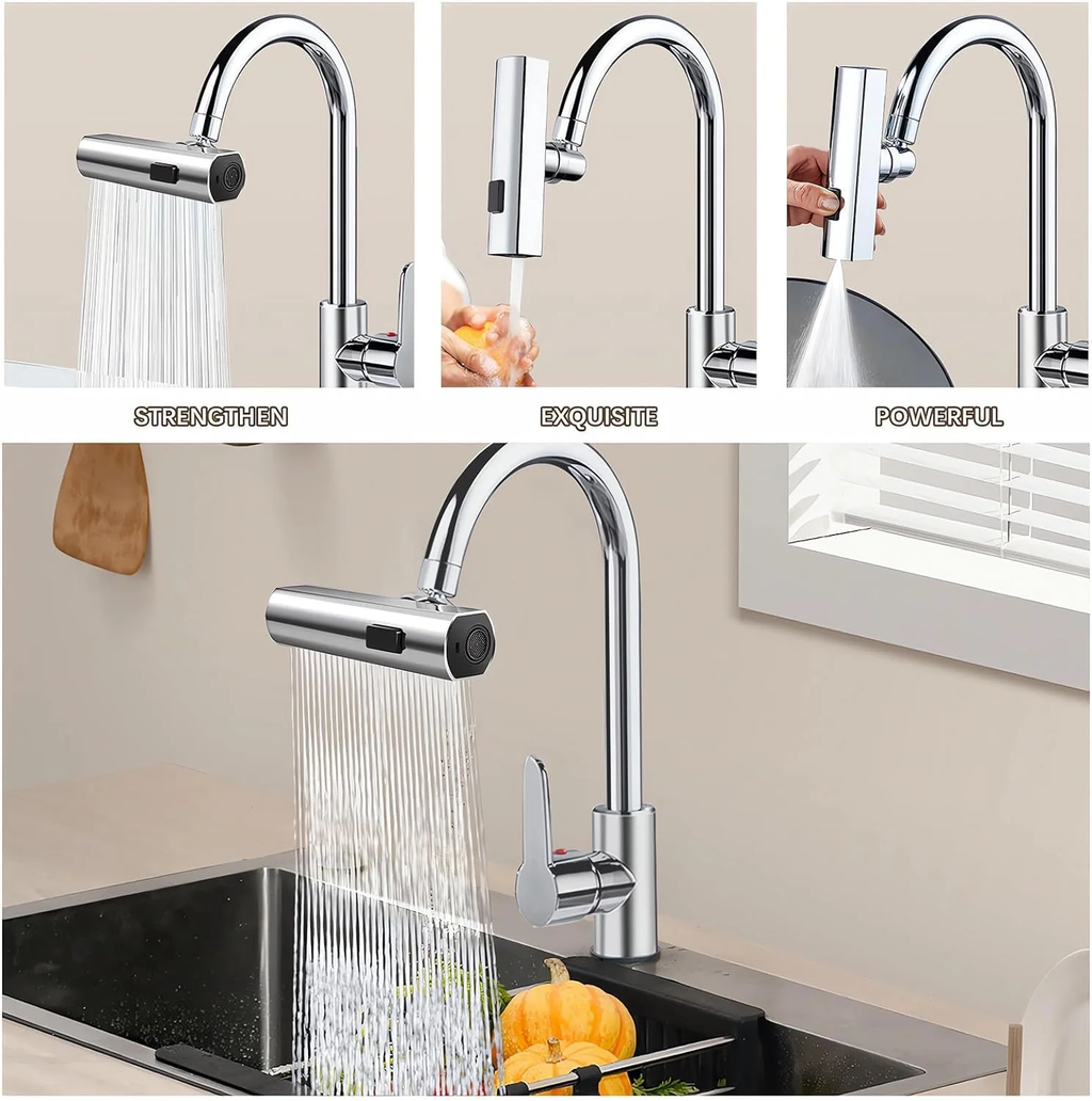 360° Rotating Kitchen Faucet Sprayer with Dual Water Modes