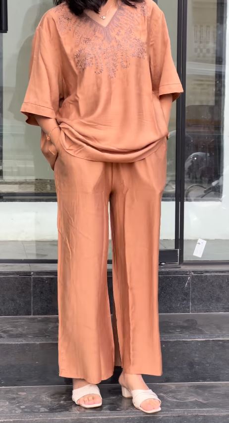 Embroidered Linen Co-ord Set