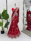 Festive Wear Red Color Karwa Chauth Special Designer Saree