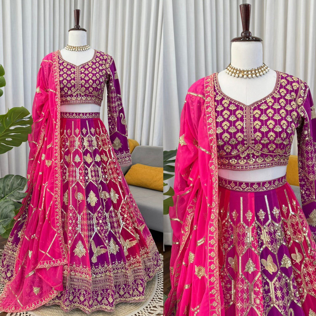 Weddings Wear Pink Georgette Designer Lehenga Choli Set