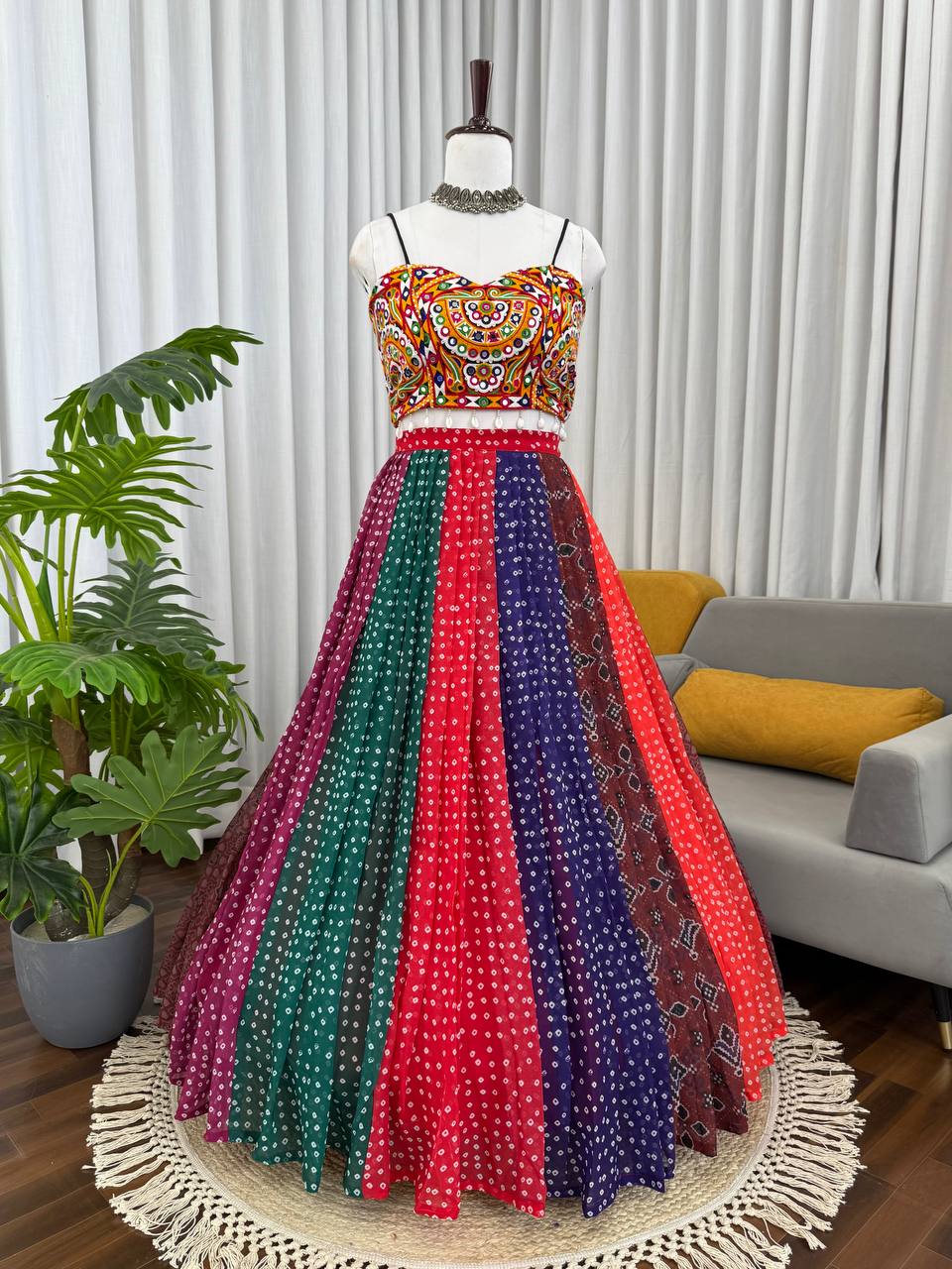 Navratri Wear Multi Color Georgette Lehenga Choli Set