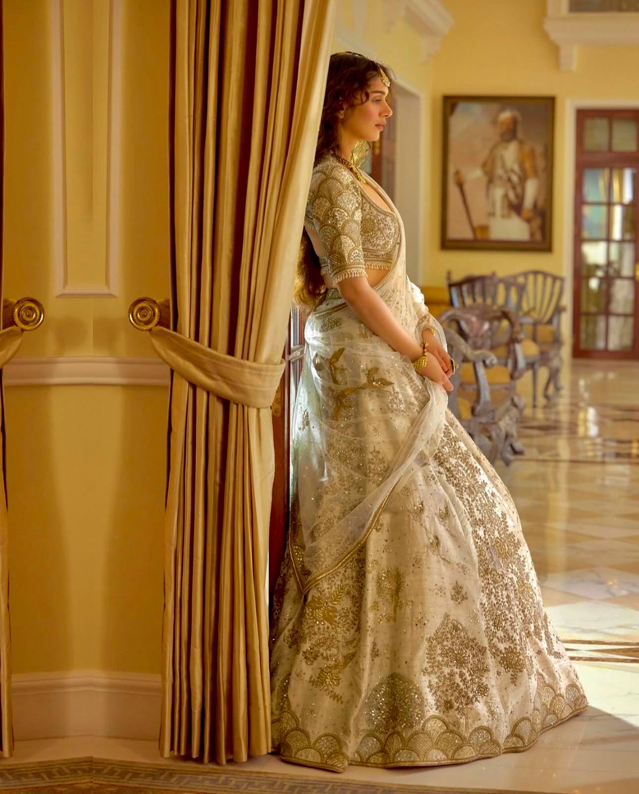 Luxurious Beige Color Bridal Wear Lehenga Set