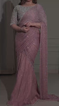 Blush Mauve Sequin Draped Saree Set