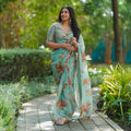 Festive Wear Pista Green Color Tibby Silk Thread And Sequence Work Designer Saree