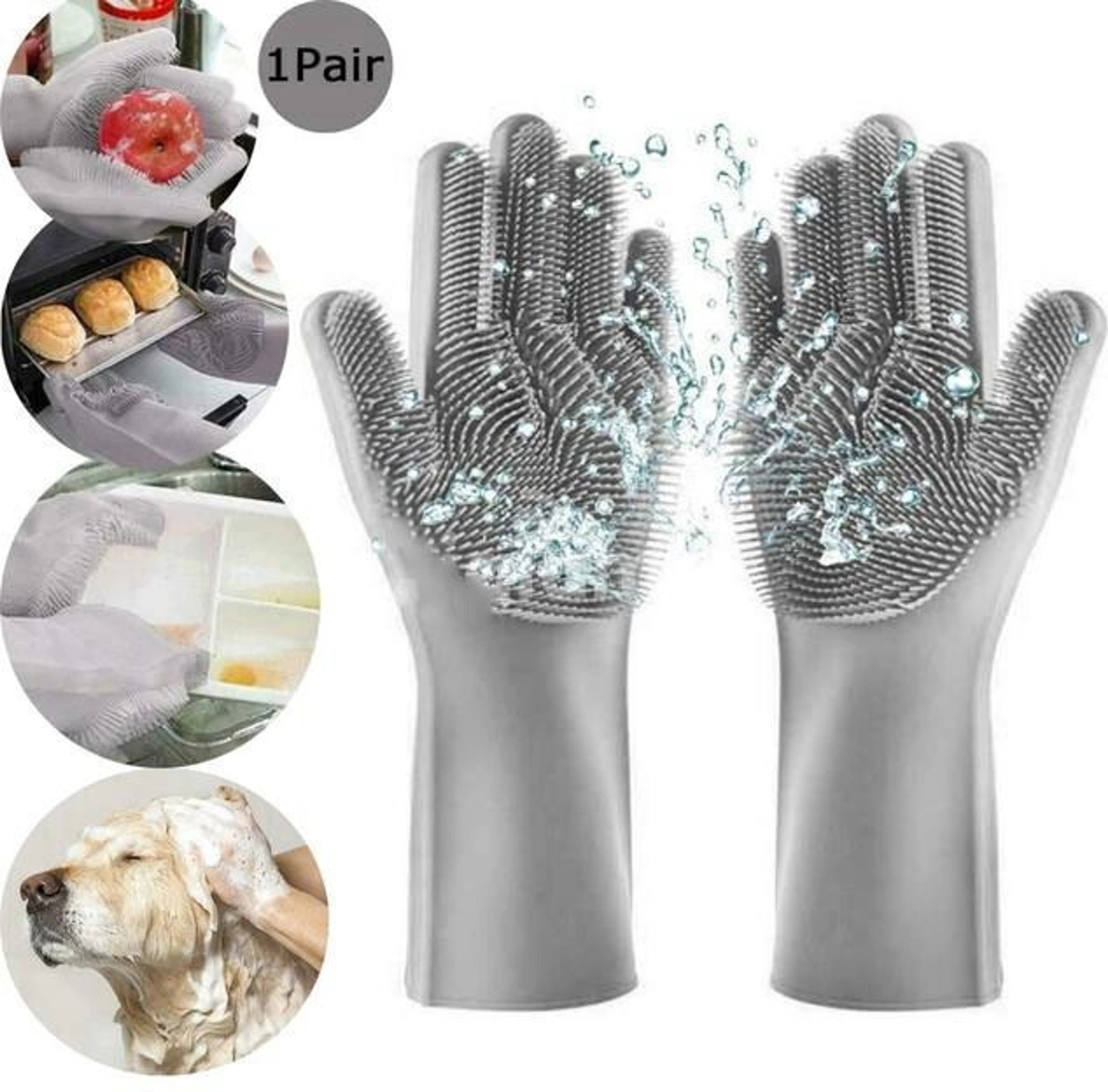 Silicone Dishwashing Cleaning Gloves with Scrubber