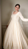 Graceful Cream Embroidered Anarkali Gown