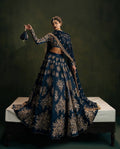 Royal Navy Blue Lehenga Set with Intricate Gold Embroidery