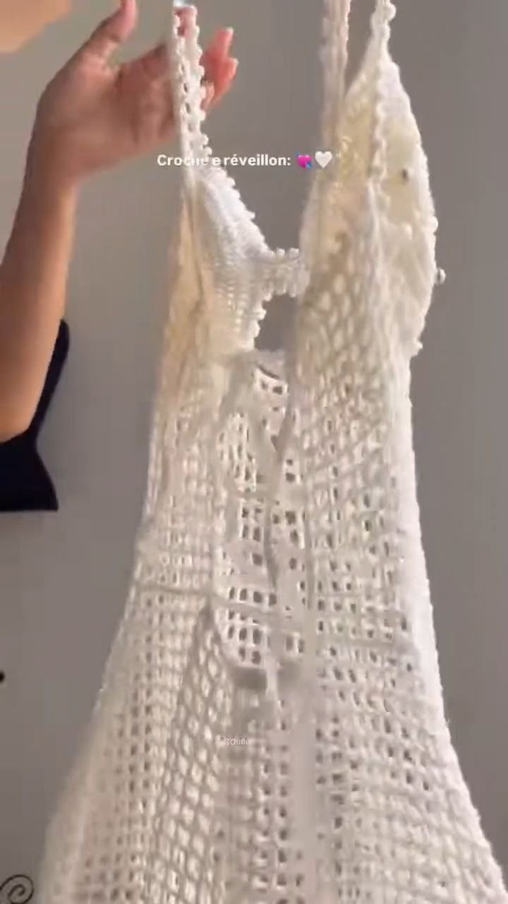 White Crochet Pearl Detail Mini Dress