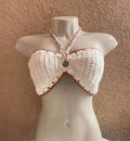 White Crochet Halter Neck Crop Top
