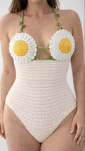 Handcrafted Crochet One-Piece Swimsuit – Mesh Panel Design