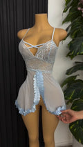 Sheer Lace Babydoll Nightdress with Ruffle Trim