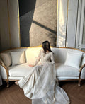 Off-White Korean Satin Silk Sharara Suit with Heavy Beadwork