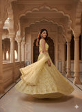 Sunshine Yellow Butterfly Net Embroidered Lehenga Choli Set