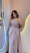Lavender Silver Embellished Drape Saree