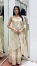 Ivory Gold Embroidered Sharara Suit