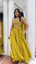 Golden Mustard Pleated Sharara Set