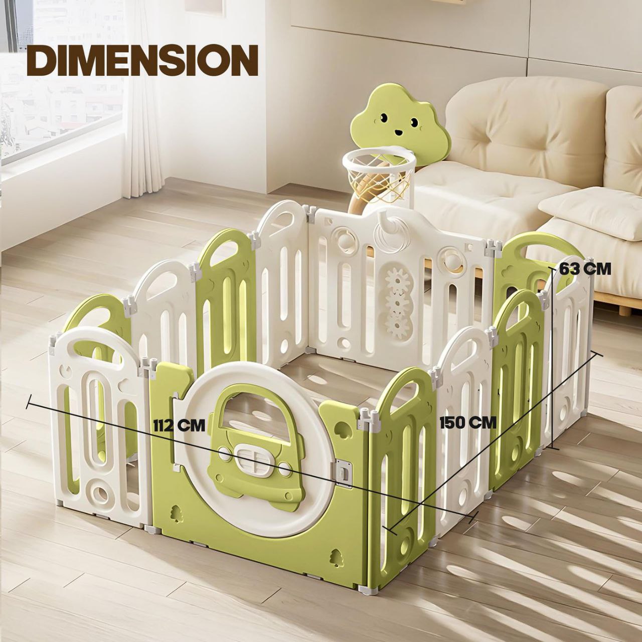 Foldable Baby Playpen with Safety Gate and Activity Panels