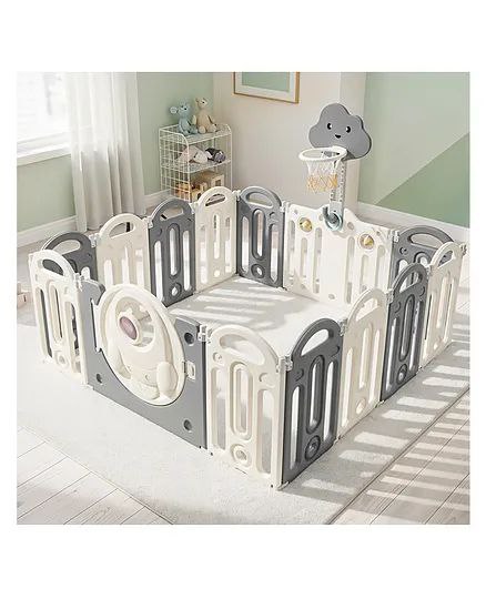Foldable Baby Playpen with Safety Gate and Activity Panels