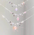 Delicate Crystal Charm Layered Necklace Set