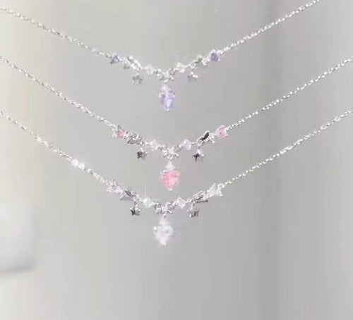 Delicate Crystal Charm Layered Necklace Set