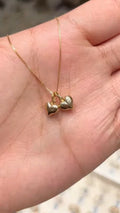 Double Heart Charm Gold Chain Necklace