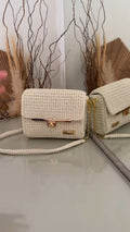 Handcrafted Crochet Flap Sling Bag with Gold Lock