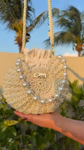 Handcrafted Crochet Pearl Bucket Bag with Drawstring