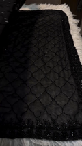Black Hand Embroidered Beaded Net Fabric – Luxury Designer Dupatta/Lehenga Material