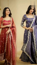 Midnight Blue Mirror Work Lehenga Set with Front-Slit Jacket Blouse
