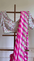 Pink Bandhani Mirror Work Lehenga Set with Embroidered Blouse
