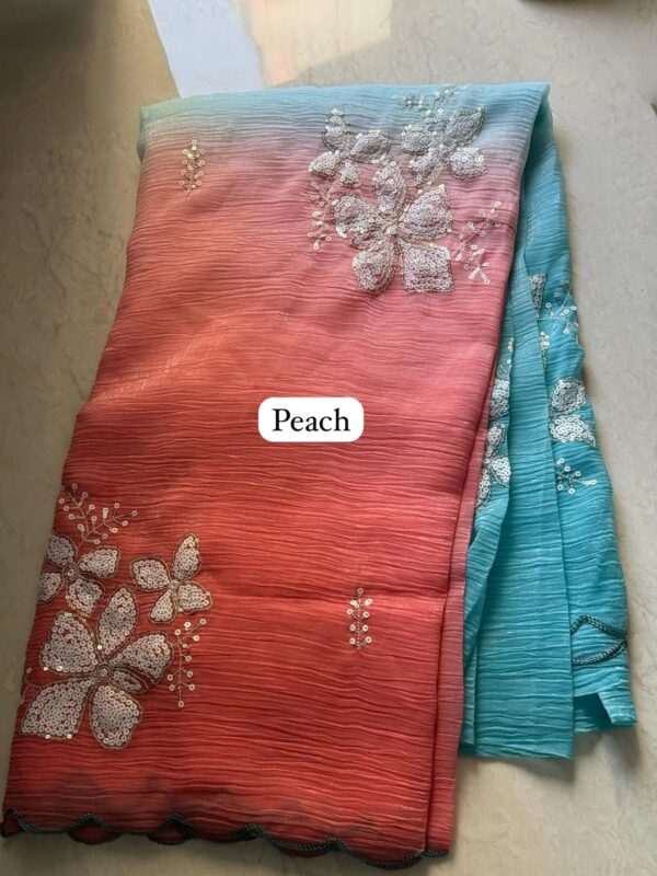 Crush Shimmer Georgette Shaded Saree With Blouse - Image 3