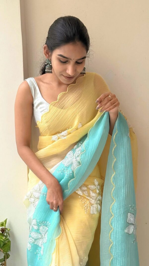 Crush Shimmer Georgette Shaded Saree With Blouse