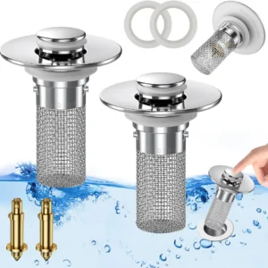 Upgraded Universal Bathroom Sink Stopper with Built-in Filter
