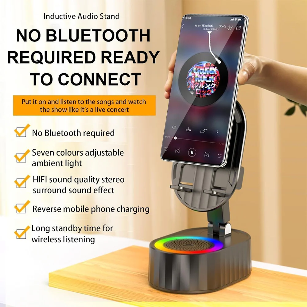 Wireless Charging Phone Stand with Built-in Bluetooth Speaker - Image 3