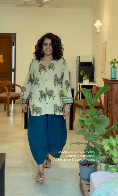 Pichwai Inspired Cow Print Pure Cotton Anti-Fit Shirt