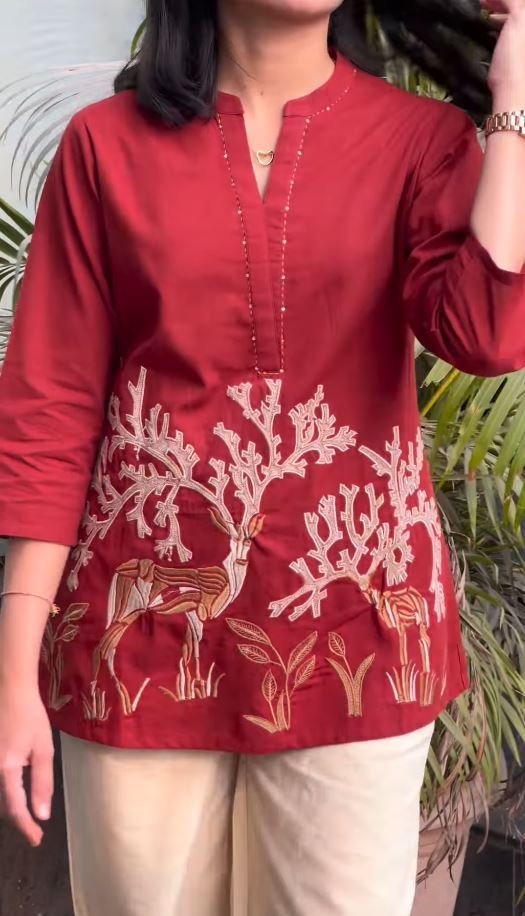 Stylish Nature Print Cotton Kurti - Image 2