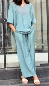 Embroidered Linen Relaxed-Fit Shirt and Trousers Co-Ord Set - Image 2