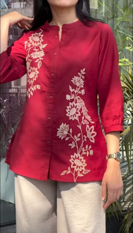 Floral Embroidered Short Kurti - Image 6