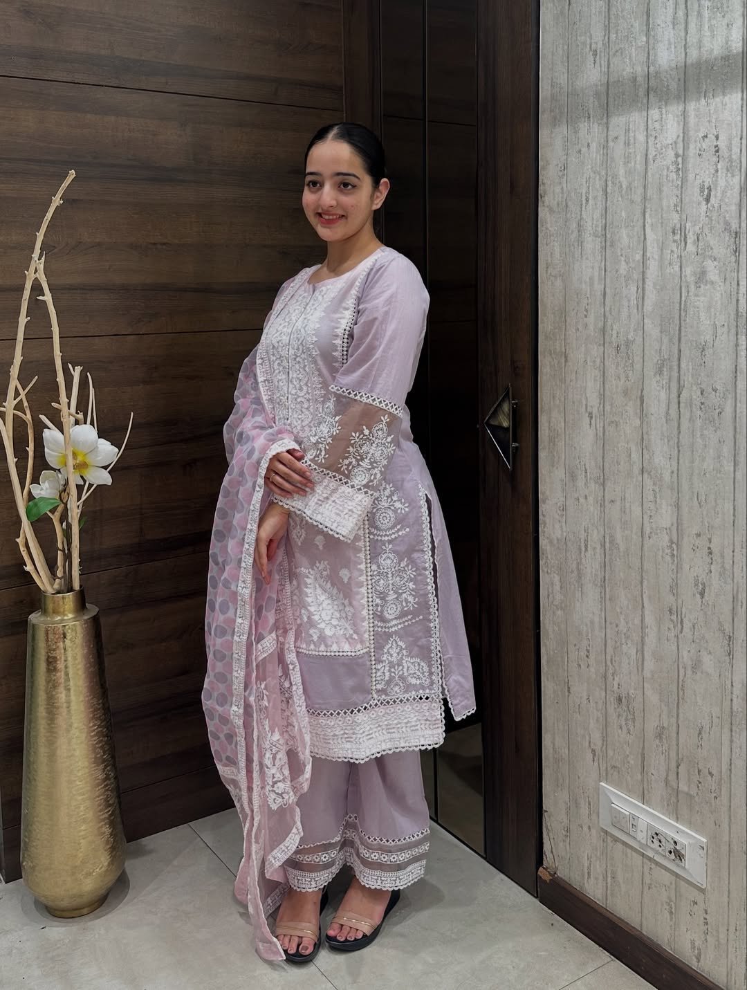 Organza with polka dot digital print Suit - Image 2