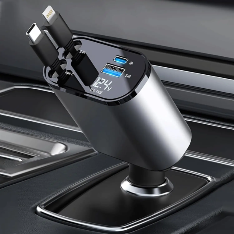 Car USB Charger with Voltage Display and Fast Charging Ports