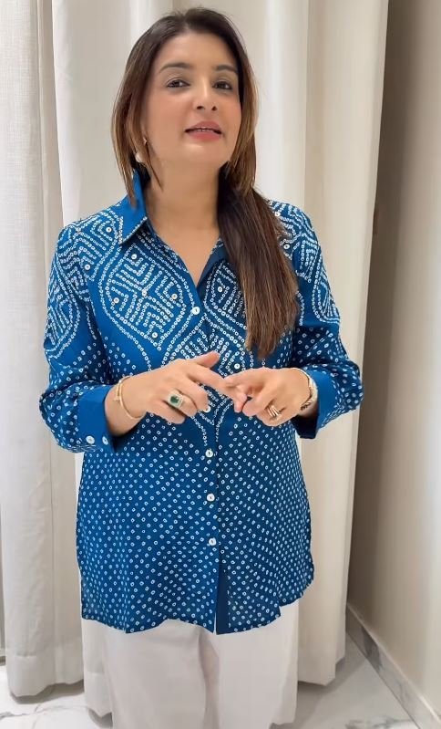 Bandhani Printed Sequin Embroidered Button-Down Shirt - Image 3